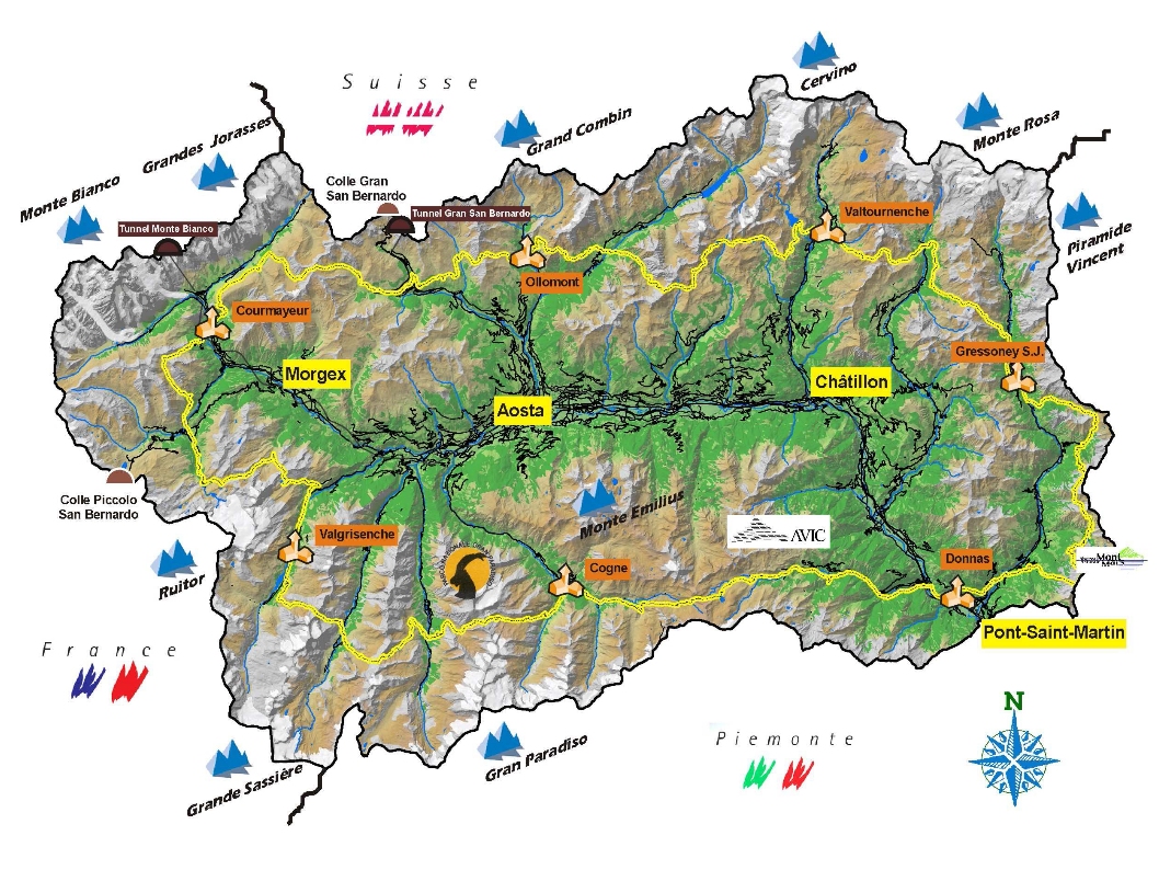 Mapa trasy Tor des Geants. Żródło www.lovevda.it