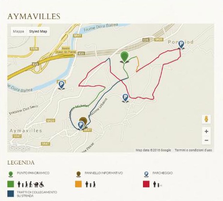 Szlak w Aymavilles pomiędzy winoroślami.