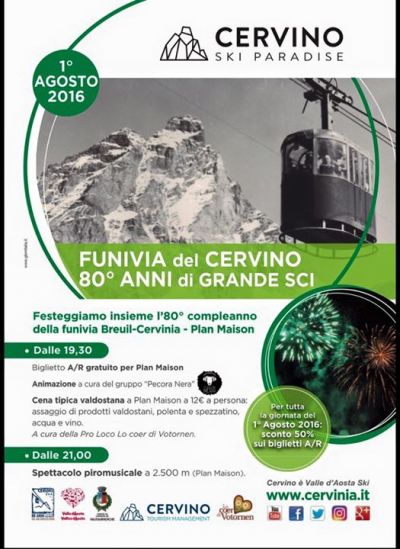 Program wydarzenia w Cervinii 1 sierpnia.